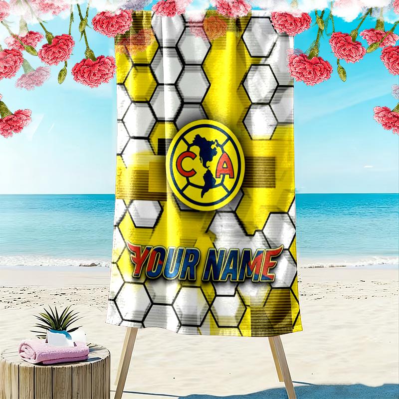Name Custom Fc Club America Print Beach Towel, Large Soft Quick Dry Towel for Beach Camping Swimming
