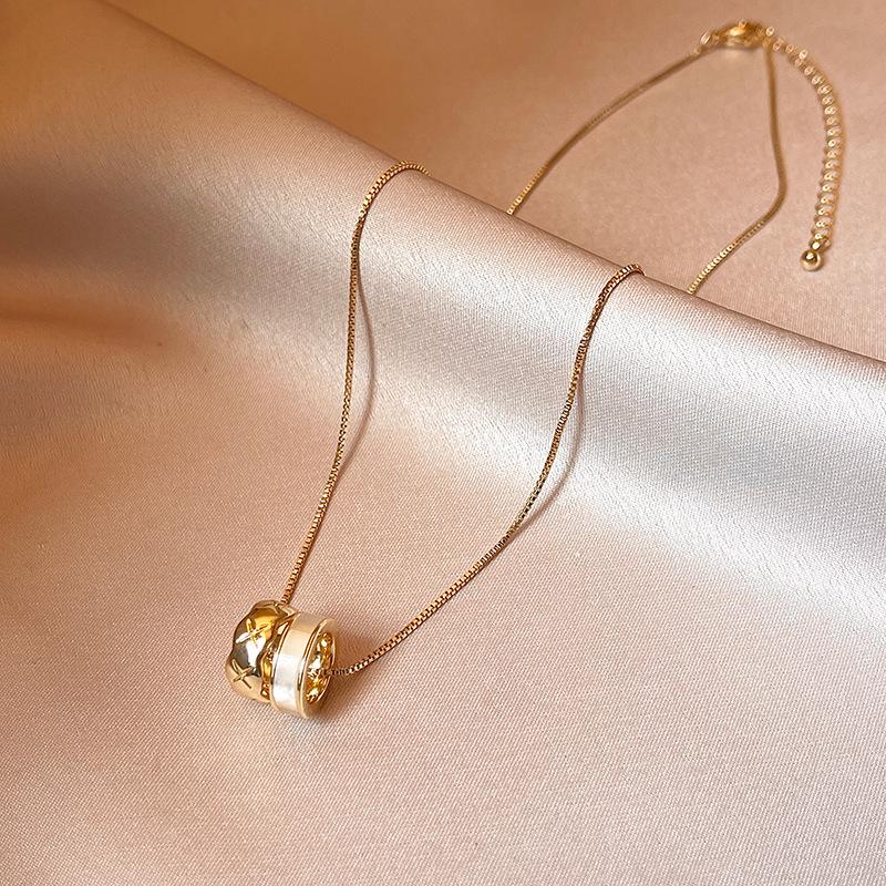 French Minimalist Luxury Double Circle Shell Necklace