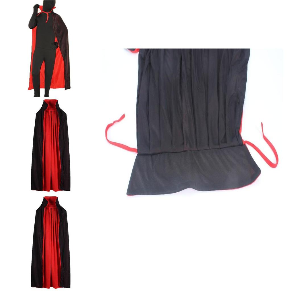 Halloween Vampire Cloak Hooded Cape For Adult And Kids Reversible Black And Red Cosplay Costume