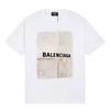 BALENCIAGA Letní Novinka Bavlněné Tištěné Tričko s Kulatým Výstřihem a Krátkým Rukávem Bílé F149