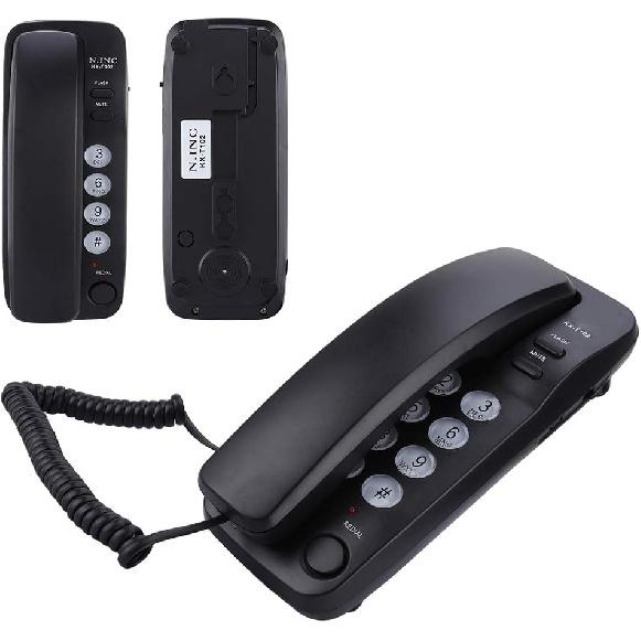 Wall Mount Landline Telephone Extension No Caller ID. Home Phone for Hotel y Family Business Telephone for Hotel and Family.(Black)