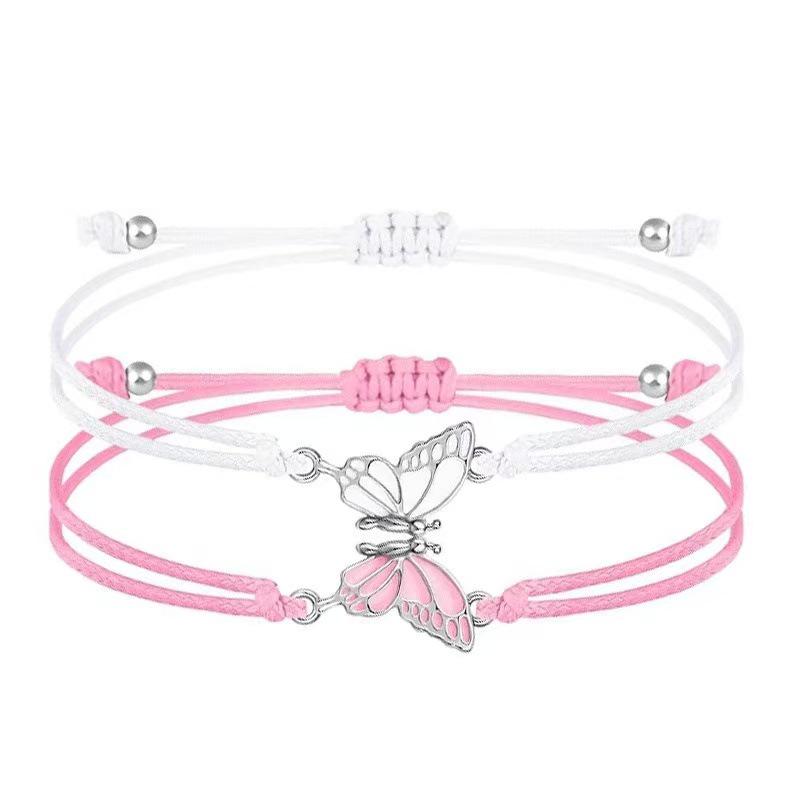 Adjustable Cross-Woven Butterfly Bracelet for Couples & Best Friends - Versatile Sweet Style Hand Jewelry