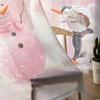 Christmas Pink White Bear Penguin Sheer Curtains for Living Room Decoration Window Curtains Kitchen Tulle Voile Curtains
