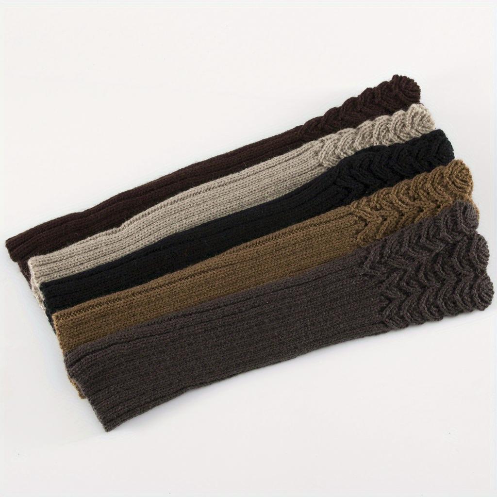 Herbst und Winter Damen Fingerlose Handschuhe mit Fischschuppenmuster, Mittellange Armstulpen, Warme Handgelenksschoner