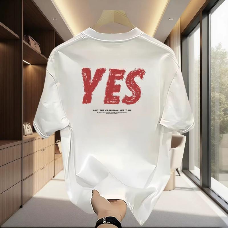 Unisexs Cotton Tshirts Black 5XL T Shirt for Unisex Casual Summer Wear Fashion Letter Yes Print Tee Shirts White Unisex Clothing