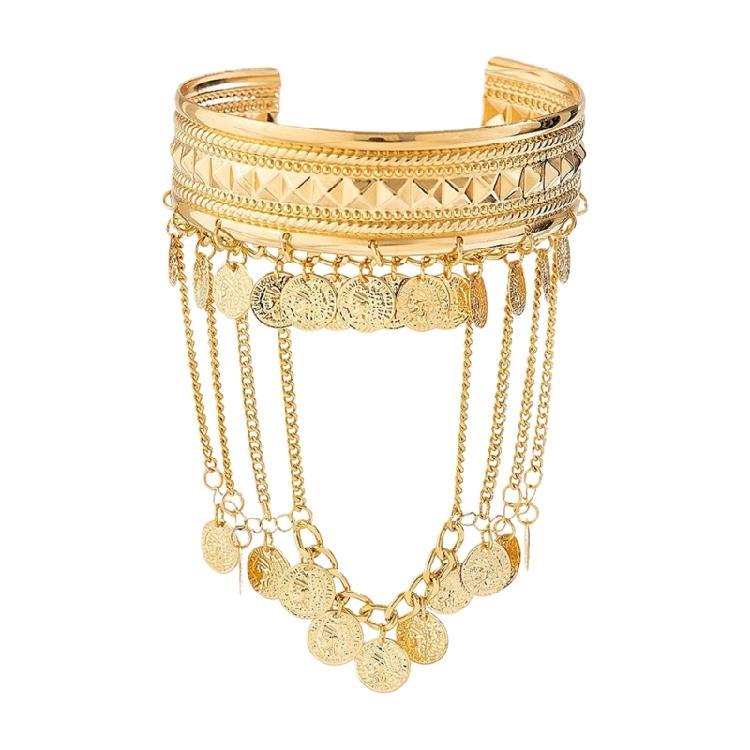 Durable Metal Coin Leaf Tassels Arm Cuffs Bracelet Gold Silver Armlet For Everyday Or Special Event