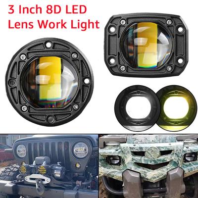 12V 24V Driving Work Lamp 6000K White 3500K Yellow Fog Lights Flush Mount 8D Lens LED Work Light For Jeep Car Truck Off Road 4x4