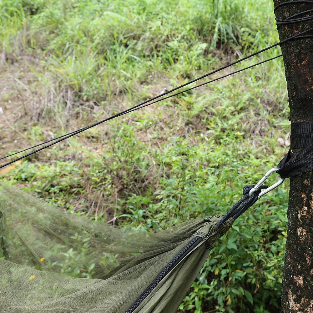 Double Person Camping Hammock With Mosquito Net for Outdoor Garden Jungle(Military green)