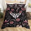 Gothic Moth Duvet Cover, Butterfly Bedding Set Full Queen Flower Weed Botanical Comforter Cover Psychedelic Galaxy Quilt Cover