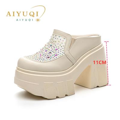 Dames Slippers Zomer Dames Slippers Rhindiamonds 11cm Hoge Neus Gesloten Slippers Dames