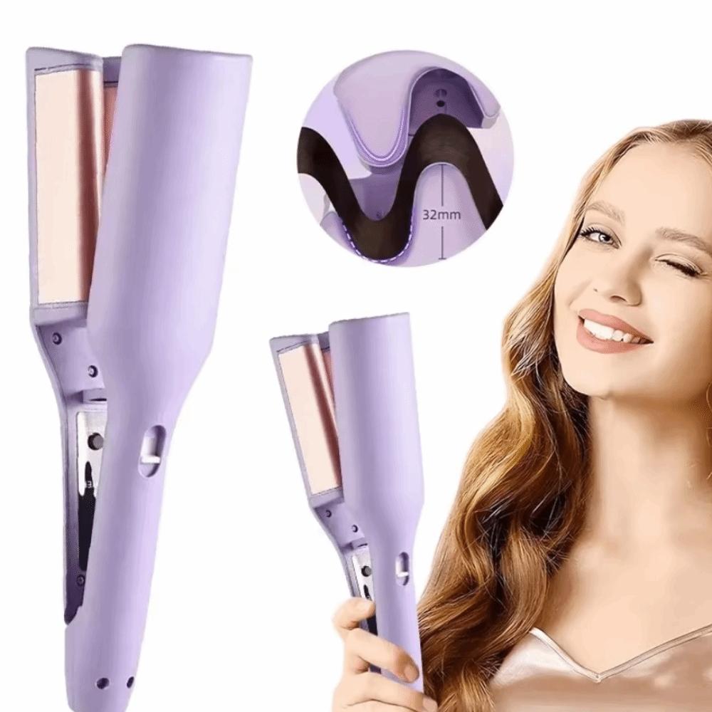 Temperature Control Water Wave Hair Curler Large Curl 32MM Deep V Curling Iron  Travel