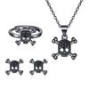 Steampunk Skull Jewerly Sets Women Black Gold Color Skeleton Rings Necklace Earrings Zircon Goth Halloween Accessories Wholesale