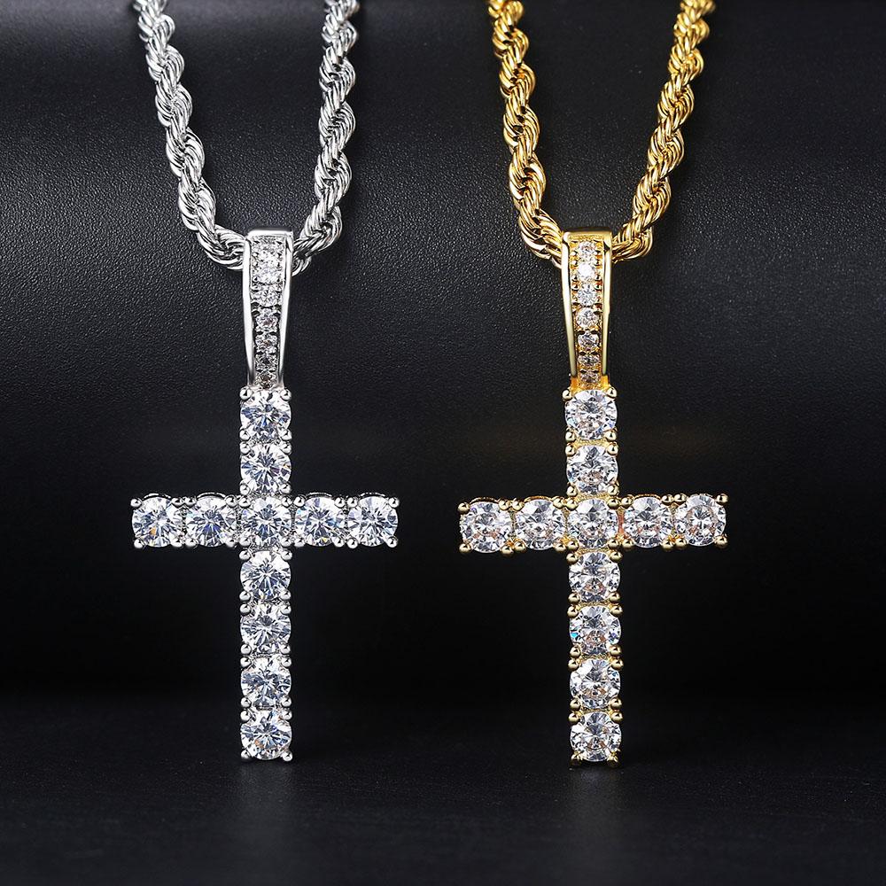 Hiphop Cross Pendant Necklace For Women Jewelry Female Statement Men Iced Out Chain Gold Color Homme Jewellery HP003