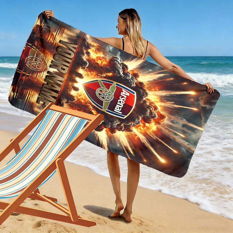 Custom Arsenal Print Beach Towel, Large Soft Quick Dry Towel for Beach Camping Swimming