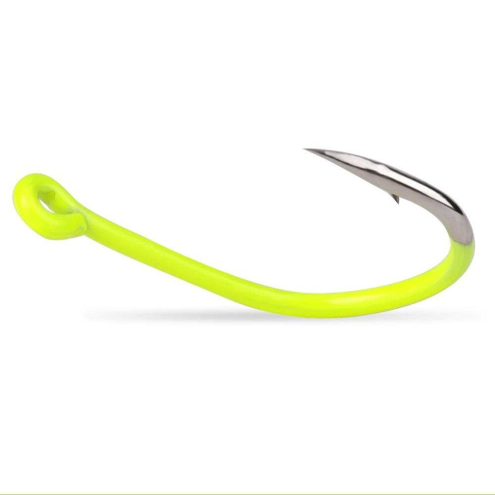 100PCS Fluorescent Green Octopus Fishing Hooks Fishing Accessories Catfish Bass Tuna Walleye Trout