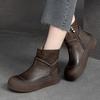 Fashion GKTINOO Winter Genuine Leather Ankle Boots Round Toe 2025 Handmade Lady Soft Flat Shoes Comfortable Side Zip Ankle Boots Size 40