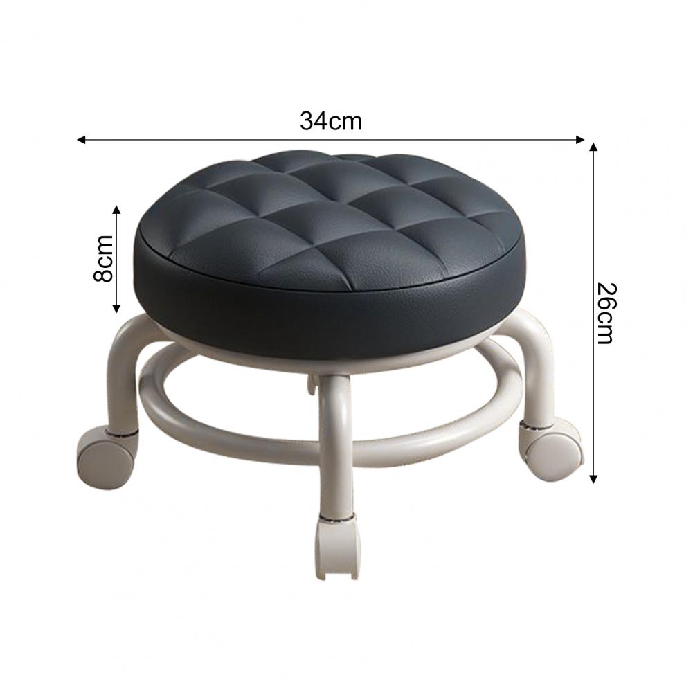 Tabouret à chaussures robuste, surface en similicuir, rembourrage en éponge, pieds en métal, pivotant à 360 degrés, tabouret bas rond, articles ménagers