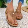 Women Summer Floral Crochet Thong Sandals Platform Flip Flops Slip On Slingback Casual Beach Shoes for Outdoor Wear