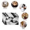 Black White Geometric Printed Kitchen Placemat Dining Table Mat Heat Resistant 4pc Linen Table Pads Tableware Home Decoration