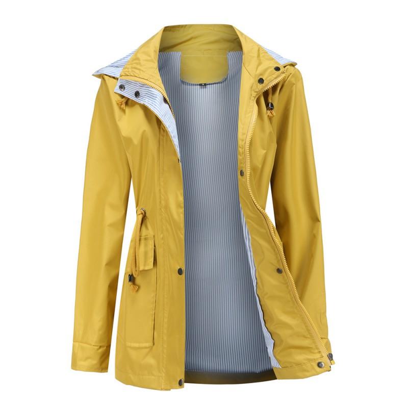 Womens Detachable Hooded Windbreaker Coat Lightweight Rain Jacket Winter Urban Casual Wear