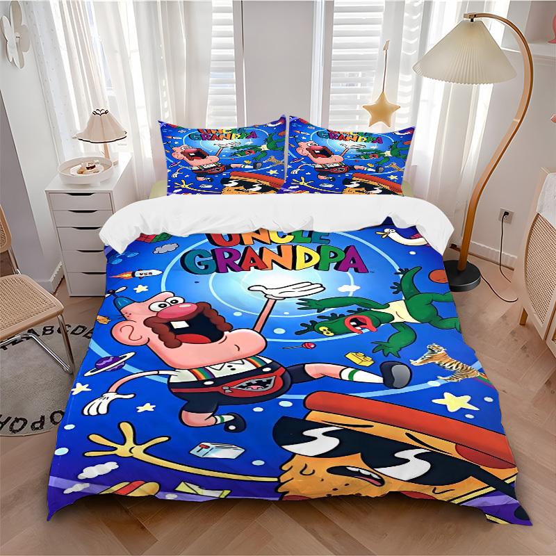 

3pc Uncle Grandpa Bedding Set Guest Room Bedroom Decor Christmas Halloween Decor Gifts- All Seasons (No Insert)a1013154 135x200cm