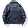 Neue Winter Herren Fleece Warme Jeansjacken Große Taschen Cargo Jeansjacken Hohe Qualität Männlich Hellblau Slim Jeansmäntel Größe 4X