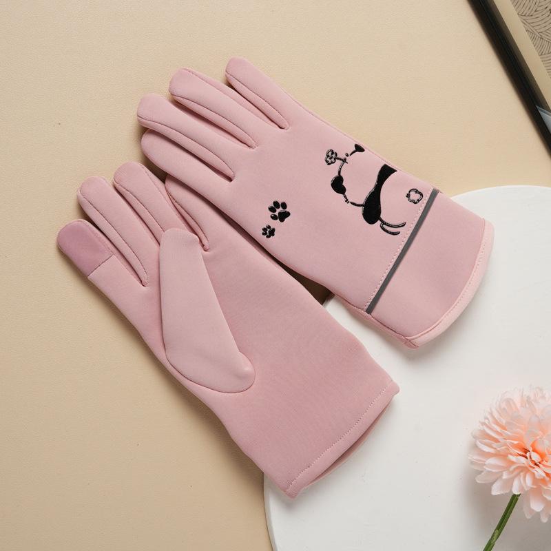 Children's Waterproof Winter Gloves with Velvet Lining for Cycling Sports, Ages 7-12, Boys and Girls, Full Finger Cartoon Design.