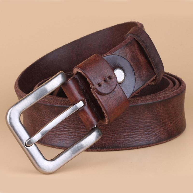3.3CM Real Cowskin Leather Belt High Quality Pure First Layer Cowhide Pin Buckle Belt for Men Tide Jeans Belt Casual