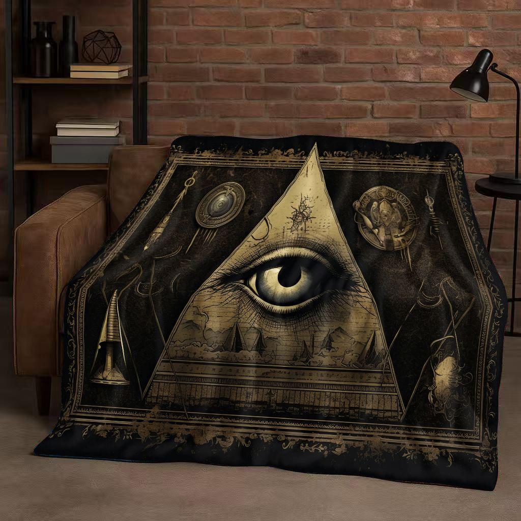 Freemasonry All Seeing Eye Symbol Evil Eye Art Flannel Blanket,Ultra Soft Warm Plush Throw for Home Bedroom Bed Sofa Cover Kids