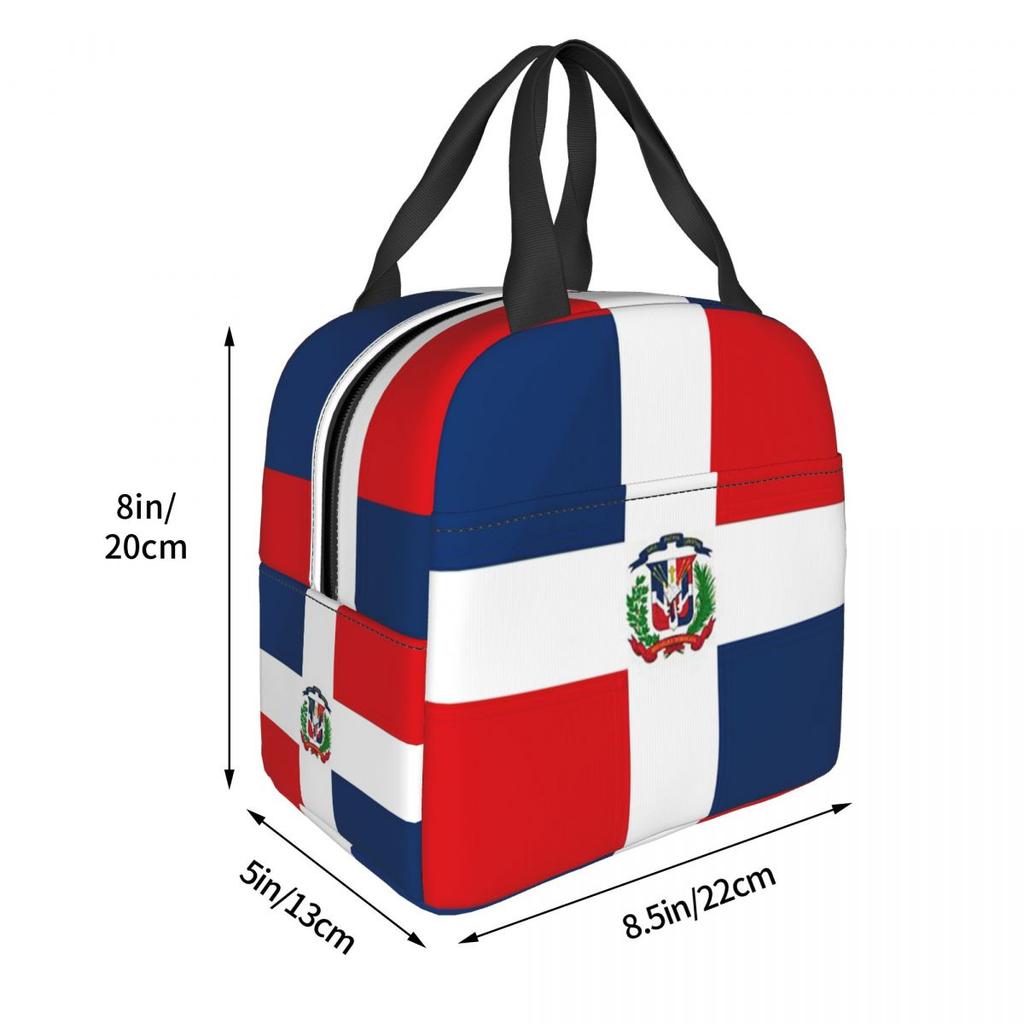 Dominican Republic Flag Insulated Lunch Bag for Women Children Portable Food Boxes Thermal Lunch Box Tote
