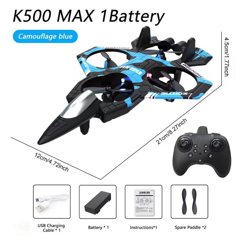 Kid K500MAX RC LED Plane Fighter 2.4G Remote Control Stunt Glider 360 ° Rolling Flight Flying EPP Foam  Airplane Boy Toy CZ63