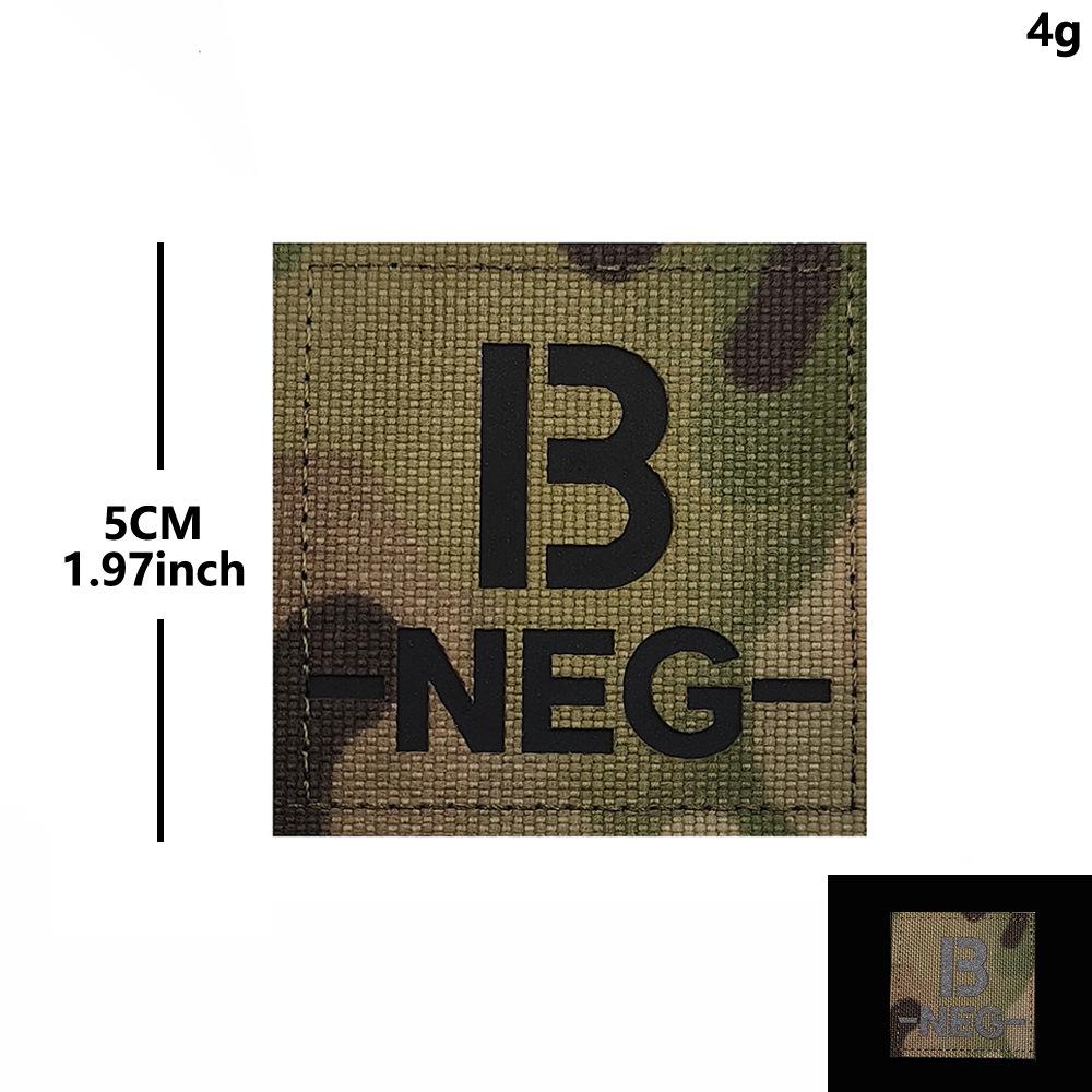 Reflective Velcro Morale Patch - IR Badge, Laser-Cut Blood Type, NKDA Tactical Rescue for Armband or Backpack.