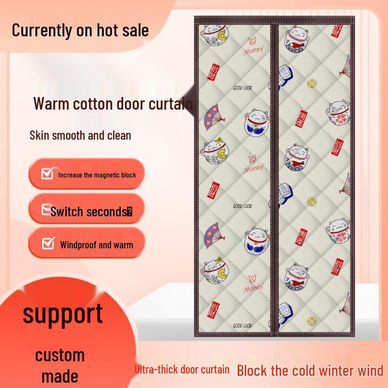 Thickened Magnetic Insulation Curtain: Windproof, Soundproof, Self-Adhering for Winter & Autumn Cold Protection