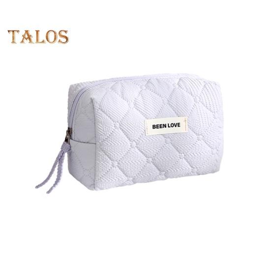 

Стеганая косметичка, однотонная косметичка с металлической молнией, женская портативная сумка для туалетных принадлежностей для путешествий и домашнего хранения фиолетовый