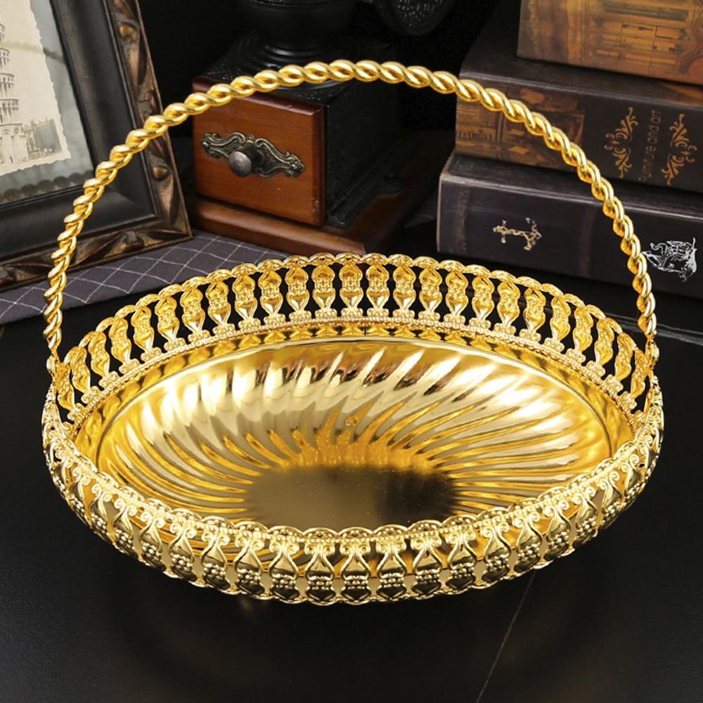 Gold Serving Tray With Handle Snack Tray Serving Trays Food Serving Basket For Family