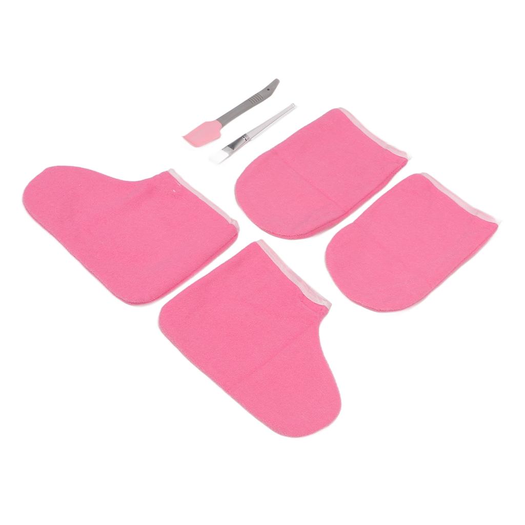 Vosková Kúra Sada na Ruce a Nohy Voskovací Štětec Růžová Látková Rukavice Návlek na Nohy 100ks Jednorázová Rukavice Noha