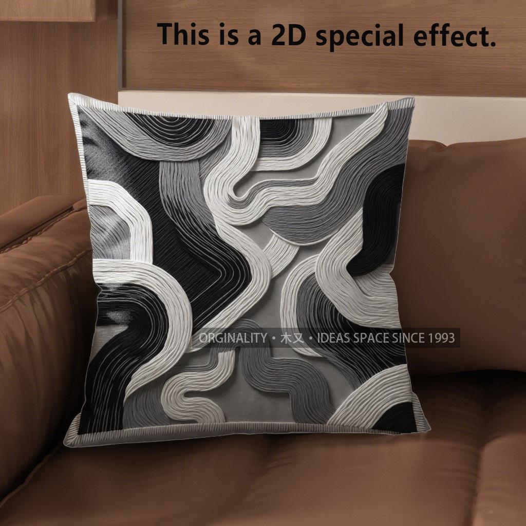 2D Modern Abstract Wave Pattern Digital Pillow Covers Pattern Cushion Cover Suitable For Sofa Bedroom Car Pillow Cover