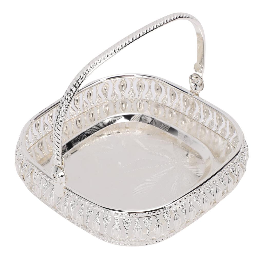 Metall Obst Servierschale Tablett Teller mit Griff Küche Esstisch Dekoration Aufbewahrungsbehälter