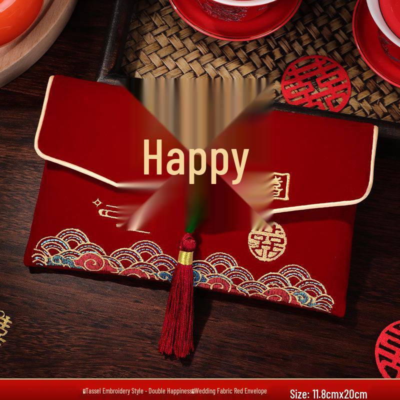 High-Grade Embroidered Red Envelope Bag for 2026 Wedding Tea Ceremony & Engagement Gifts