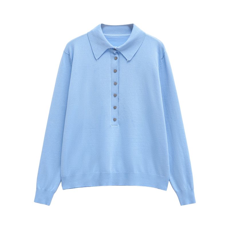 Kaslead New Arrival Women's Fashion Style Fashion Simple Buttons Knitting Long-Sleeved Shirt 2893145