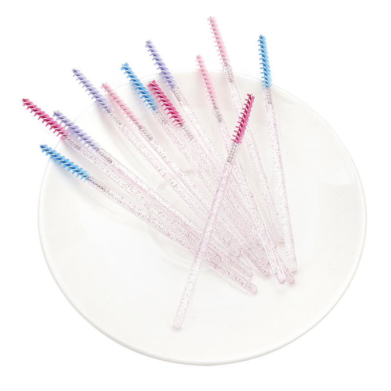 50-Pack Crystal Rod Eyelash Brushes & Curler Kit: Straight Head Brush, Spiral Tool & Eyebrow Comb