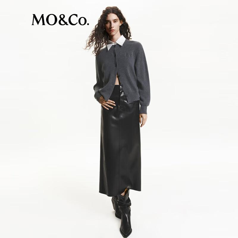 MO&Co. Removable Collar Merino Wool Cashmere Knit Cardigan
