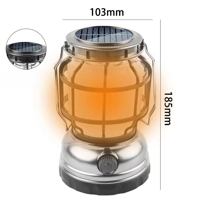 New Dual Light Source Retro Portable Horse Lantern Cross-border Led Solar Outdoor Camping Light USB Charging Emergency Light