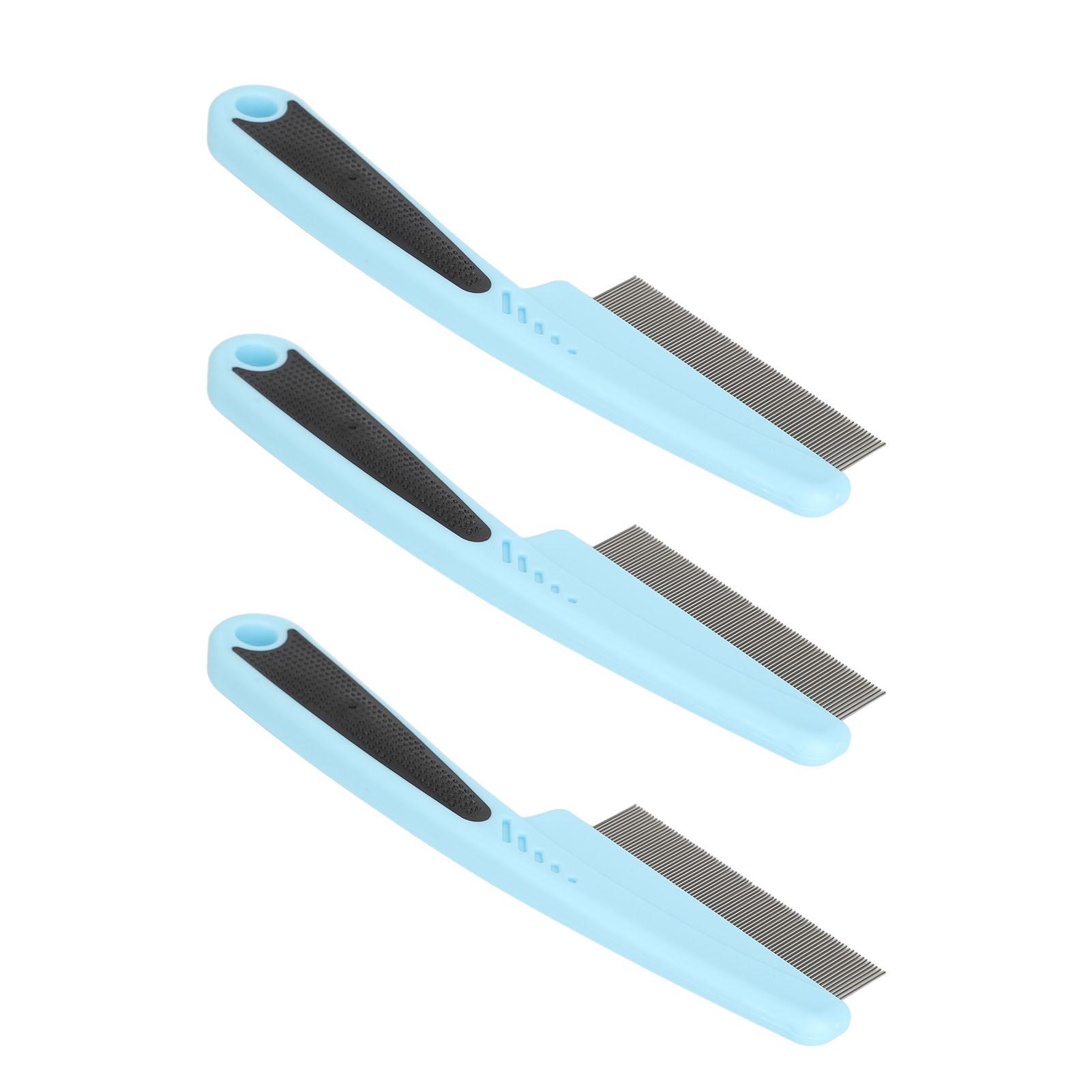 

Профессиональный гребень для удаления блох из нержавеющей стали, эргономичный гребень для ухода за домашними животными, синий синий