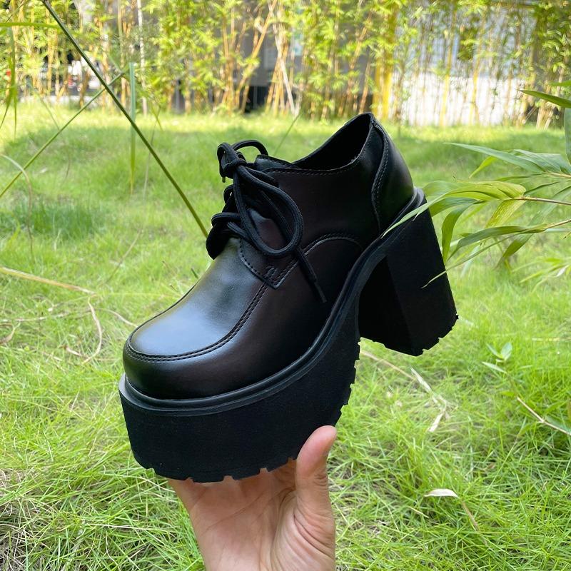 Fashion 11cm Ultra-high Heels Waterproof Platform New Women's Plus Size 35-40 Lace-up Thick Sole Round Toe Single Shoes Zapatos Mujer