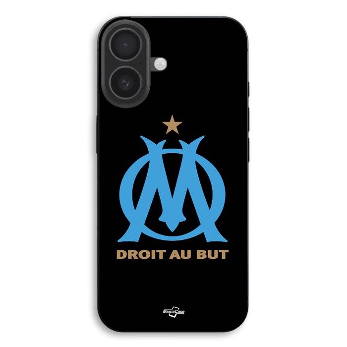 Coque de téléphone - MANIACASE - iPhone 17 - Silicone TPU - Logo OM Olympique de Marseille - Noire