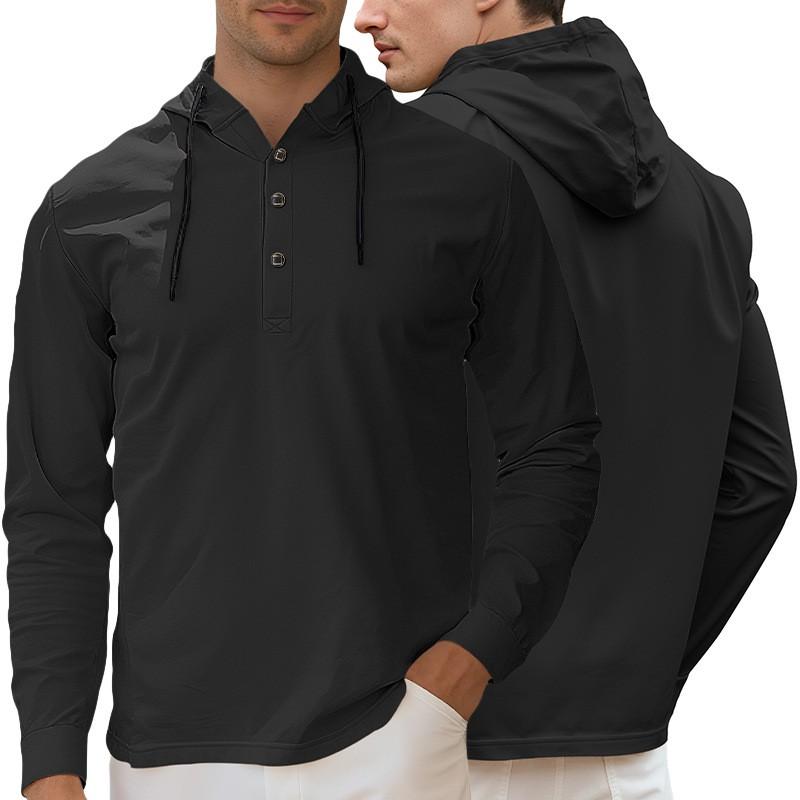 Mens Casual Hooded Cardigan Sweatshirt Solid Color Lightweight Daily Wear