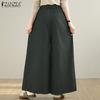 ZANZEA Women Casual Elastic Waist Loose Print Cropped Pants