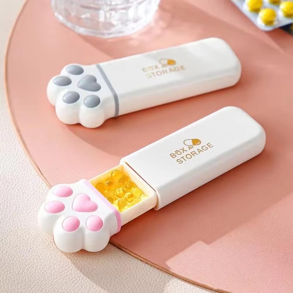 Mini Cat Claw Medicine Storage Box Portable Travel Daily 3Grids Pill Cases Pill Dispenser Box Fish Oils Store Small Items