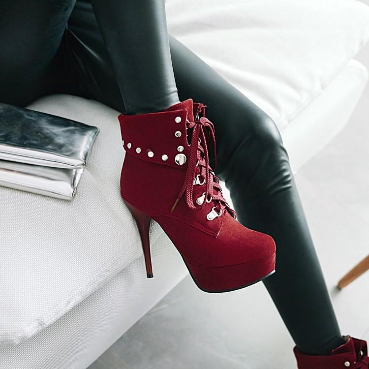 Spring and Autumn Fashion Trend Feminine Super High Heel Frosted Short Boots  Women's Boots